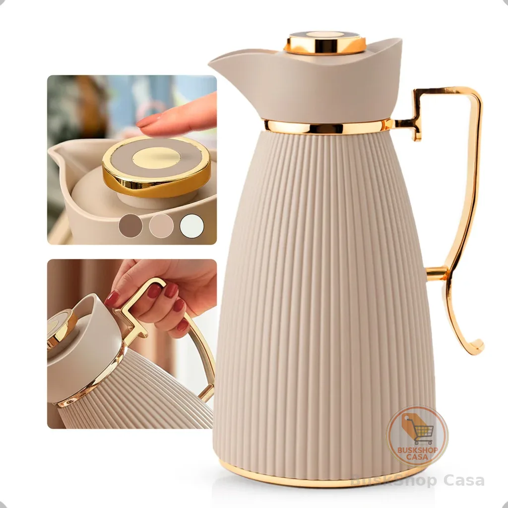 🧡 Garrafa Térmica Zaya Tuut 1L Canelada Design Sofisticado, Mantém Bebidas Quentes E Frias, Ideal Para  Café E Chá Nude