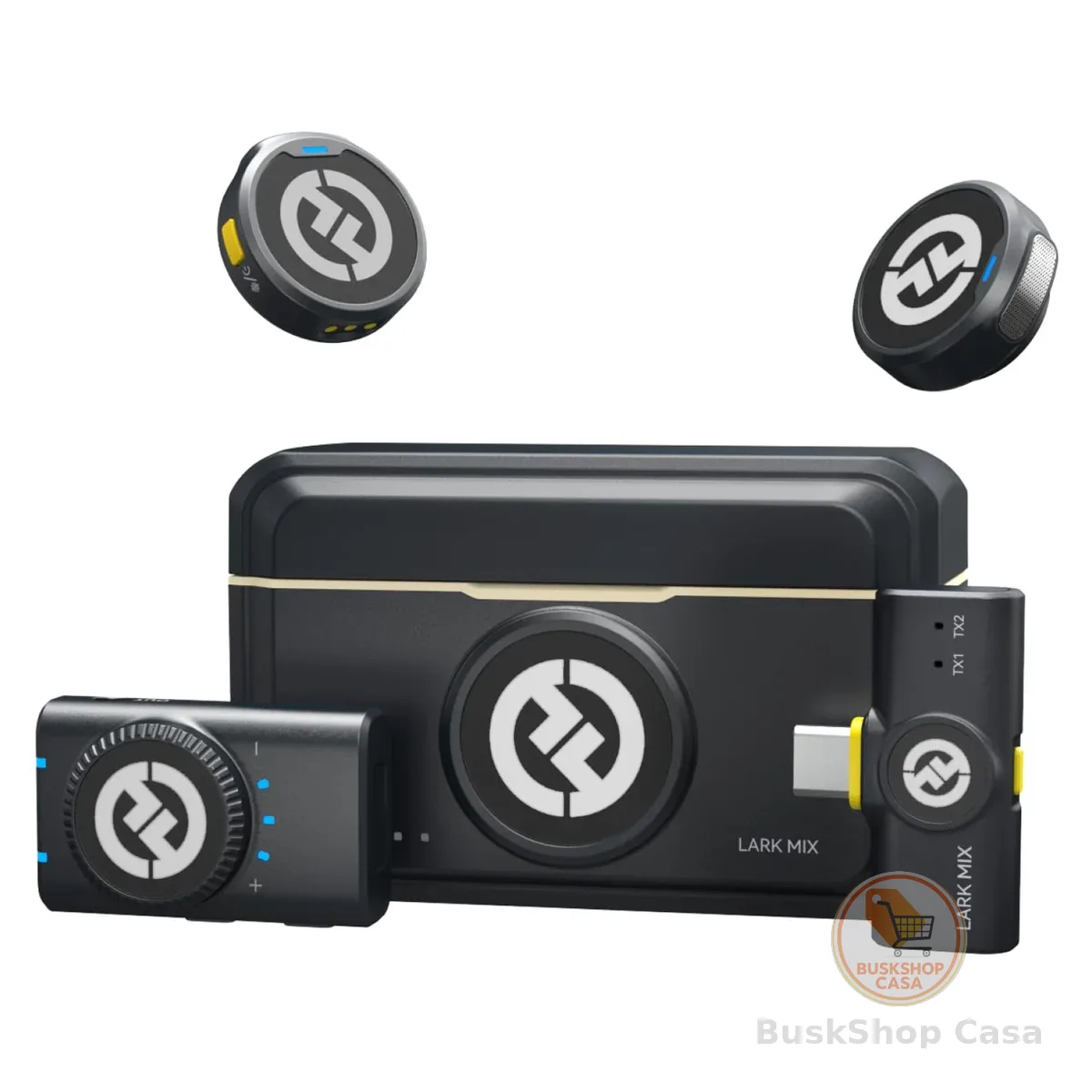 Hollyland Lark M2 Microfone de Lapela Sem Fio, Mini Microfone 48kHz/24bit, Cancelamento de Ruído para Gravação e Transmissão, Compatível com iPhone/Camera/Android/PC(2TX+2RX+Estojo de Carregamento)