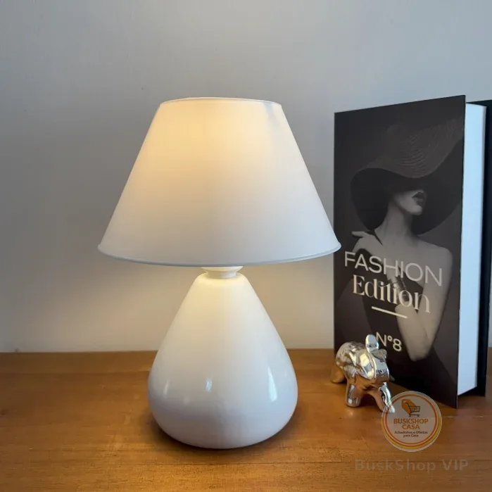 Abajur Luminária de Cerâmica Porcelana Gota Com Cúpula para Decoração Quarto Escritório Sala