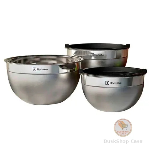 🧡 Conjunto de Bowls Inox Com Tampa Plástica Electrolux 3 Peças
