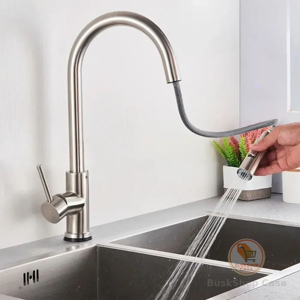 Torneira Para Pia Cozinha Bancada Gourmet Monocomando Escovada Acabamento Aço Inox 304 Cor Prateado Escovado Winda Prateado