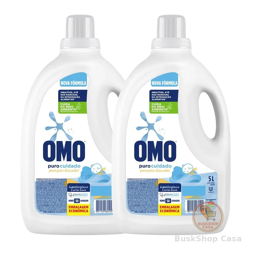 Omo Sabão Líquido 2 Unidades Puro Cuidado 5L