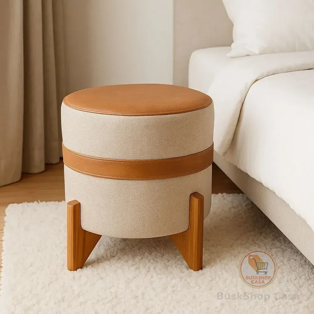 Puff Decorativo Sala Quarto Confortável Moderno Premium Pufe Nude