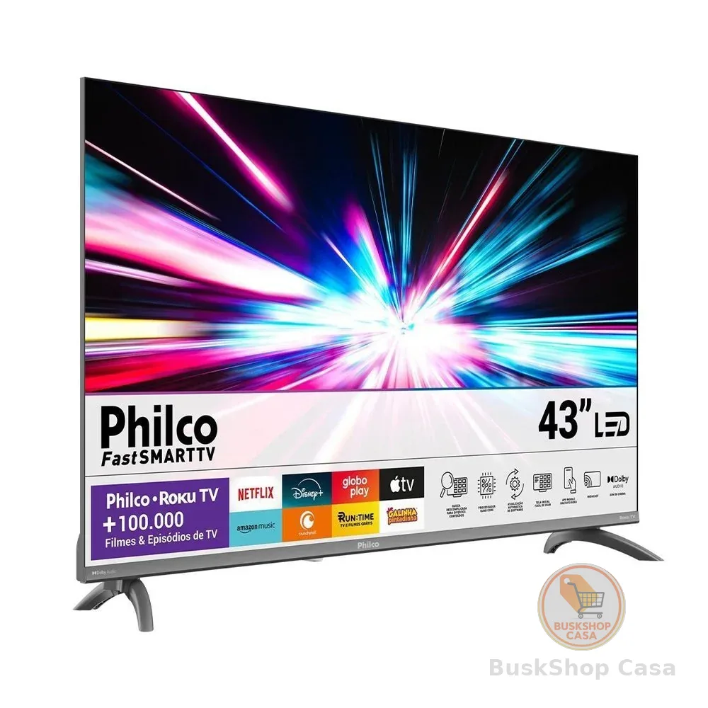 Smart TV LCD LED 43" Philco P43CRA - Full HD com Wi-Fi, 2 USB, 3 HDMI, HDR10, Roku TV, 60Hz
