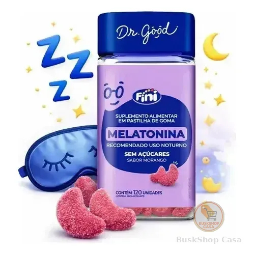 Melatonina Fini: Gomas Para Com Sabor Morango, Veganas E Sem Glúten - 120 Unidades