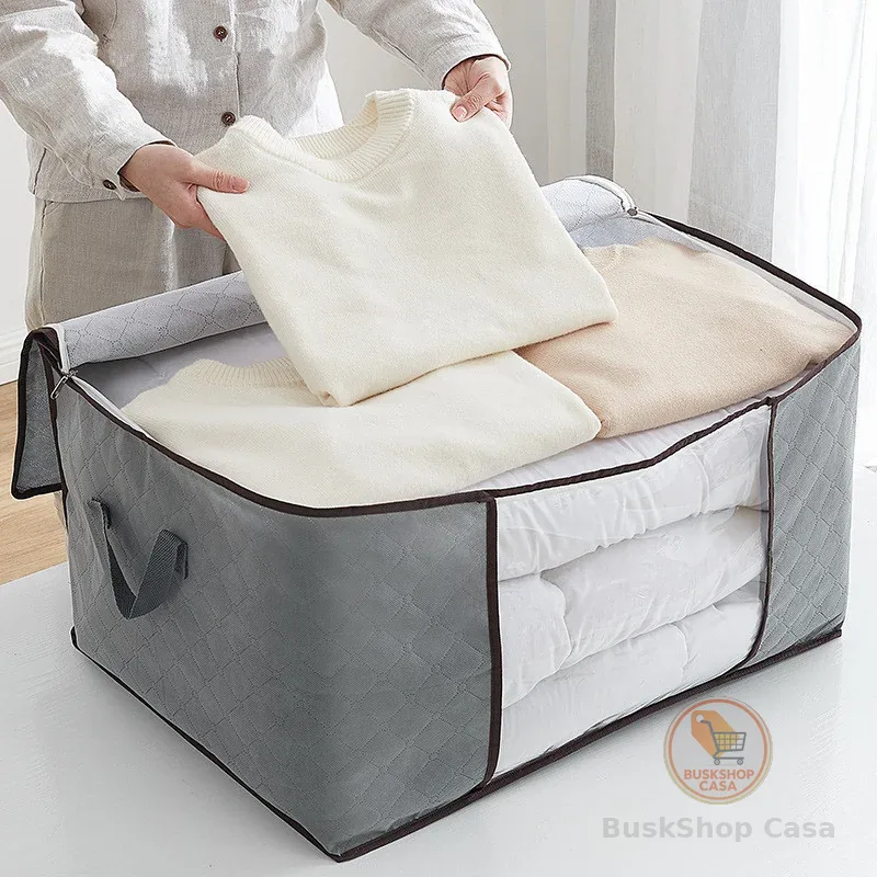 Caixa Saco Organizador Cobertor Casaco Guarda Roupa Ecológico Anti-Poeira Umidade Insetos Multiuso