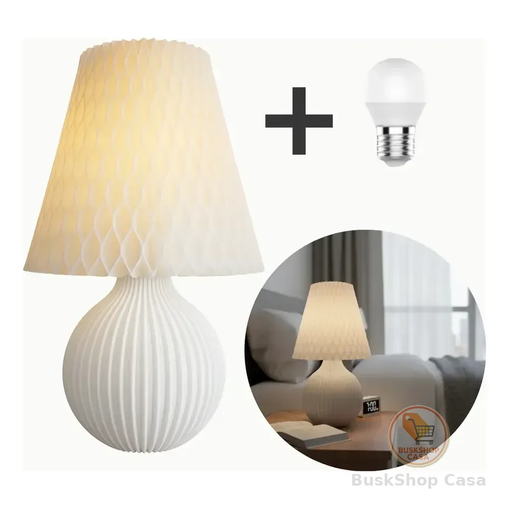 Abajur Luminária Moderna De Mesa Quarto Sala Com Lâmpada Cúpula Off-white Estrutura Branco