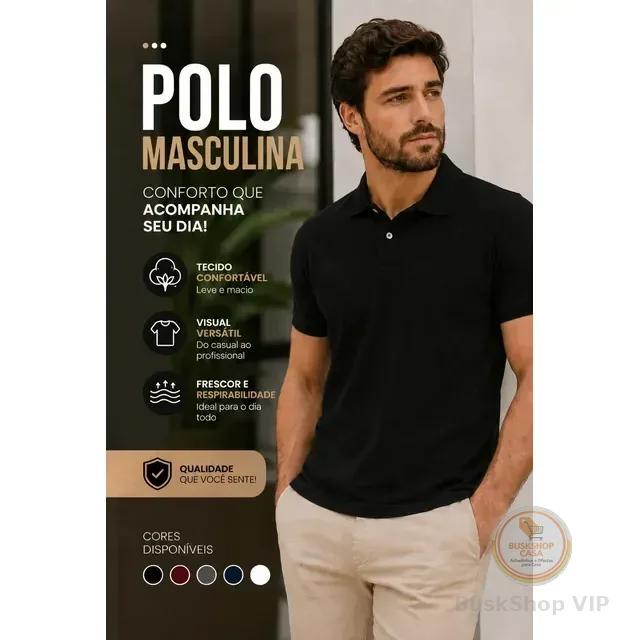 Camiseta Gola Polo Blusa Masculina Uniforme Lisa Confortável