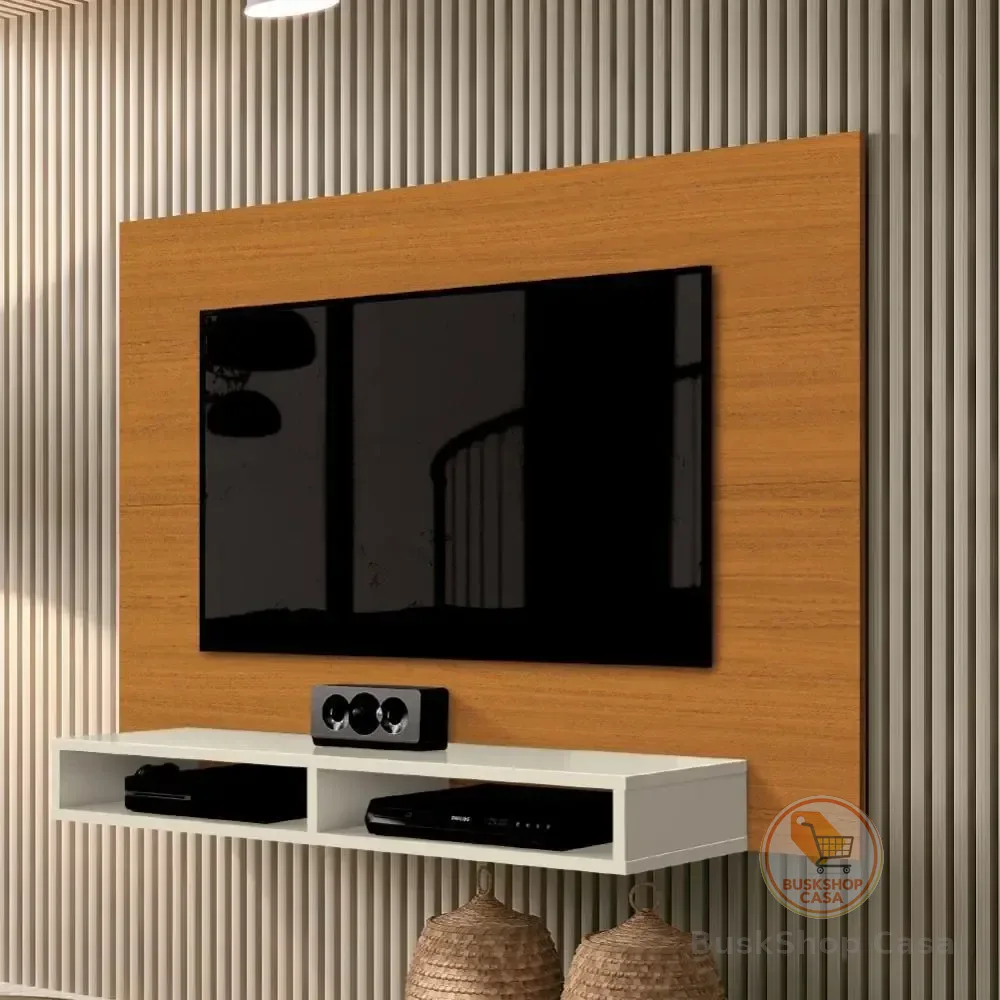 Painel Para Tv Suspenso Moderno Até 43 Polegadas Com Nicho Fox New Preto Ofertamo