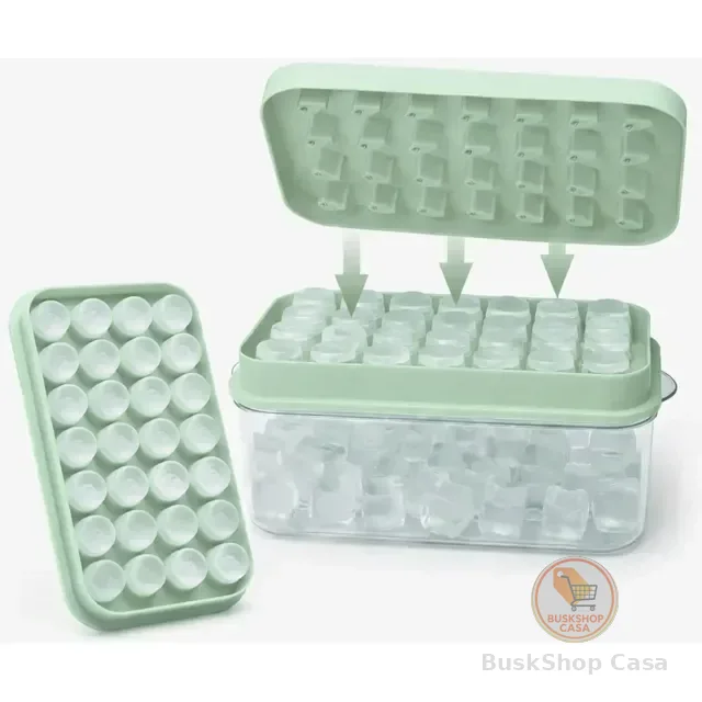 Forma De Gelo Silicone 28 Cubos Com Reservatório E Tampa