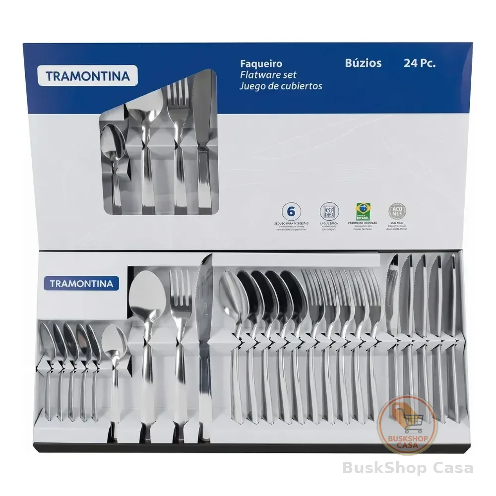 Faqueiro 24 Peças Luxo Jogo Talheres Em Aço Inox Tramontina Inox