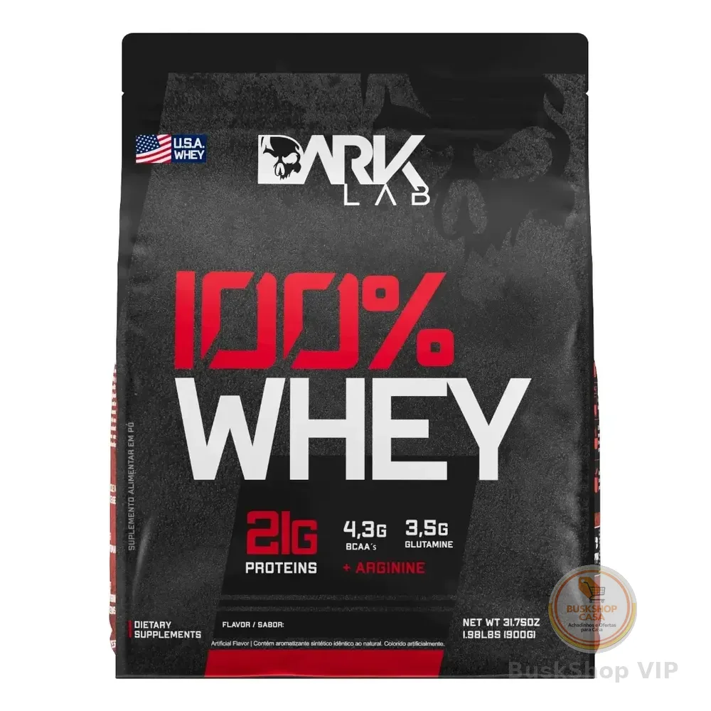 Whey Protein Concentrado 100% 900g Refil Dark Lab Sabor Morango