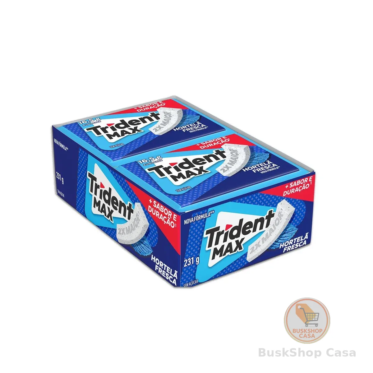 Chiclete Trident Max Hortelã Fresca Sem Açúcar - Caixa com 14 unid. de 16,5g