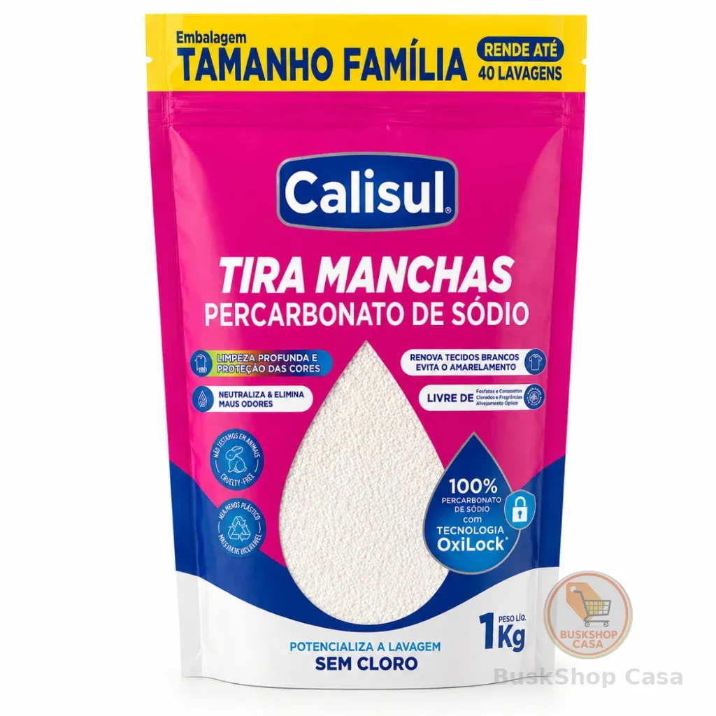 Percarbonato de Sódio Calisul Puro Granulado Removedor de Manchas para Roupas Brancas e Coloridas