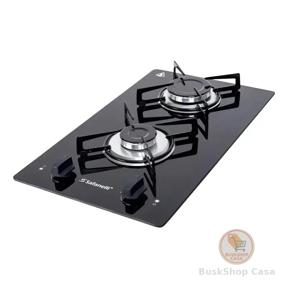 Cooktop Safanelli De Vidro Preto Com 2 Bocas Para Gás Glp 127/220v
