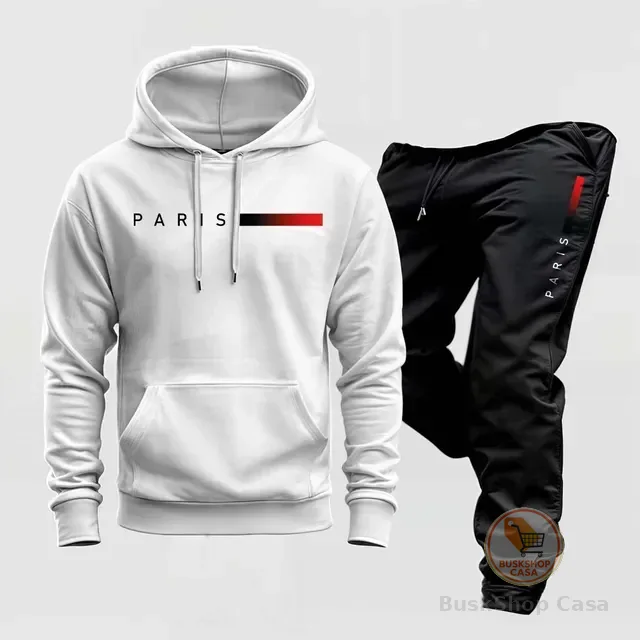 Conjunto Moletom Paris Kit Calça E Blusa Frio Canguru Capuz