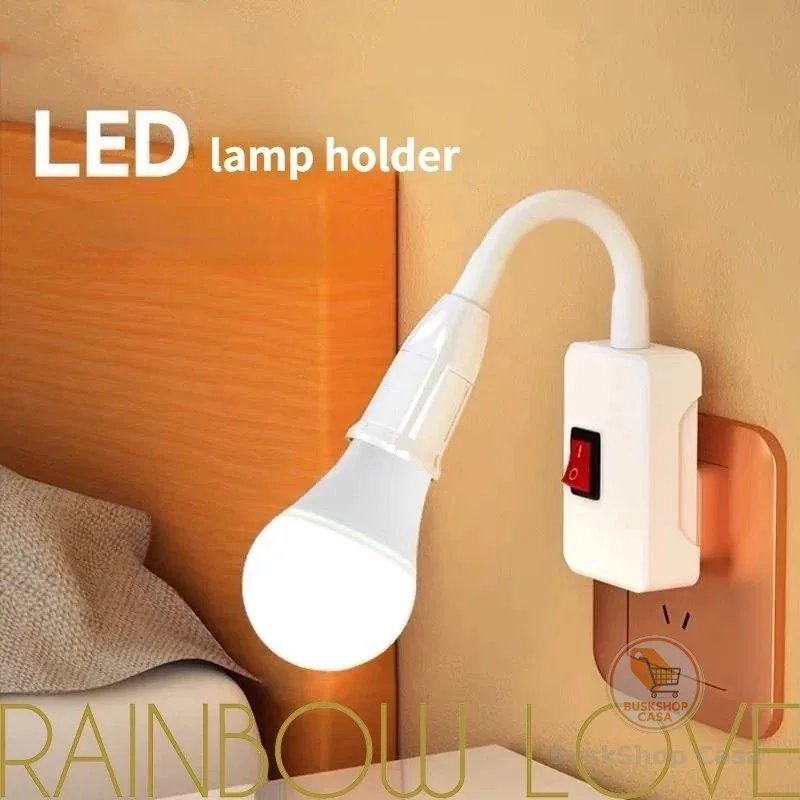 Tomada De Lâmpada E27 110-220V Extensor De Soquete Doméstico Com Interruptor Dois Plugues