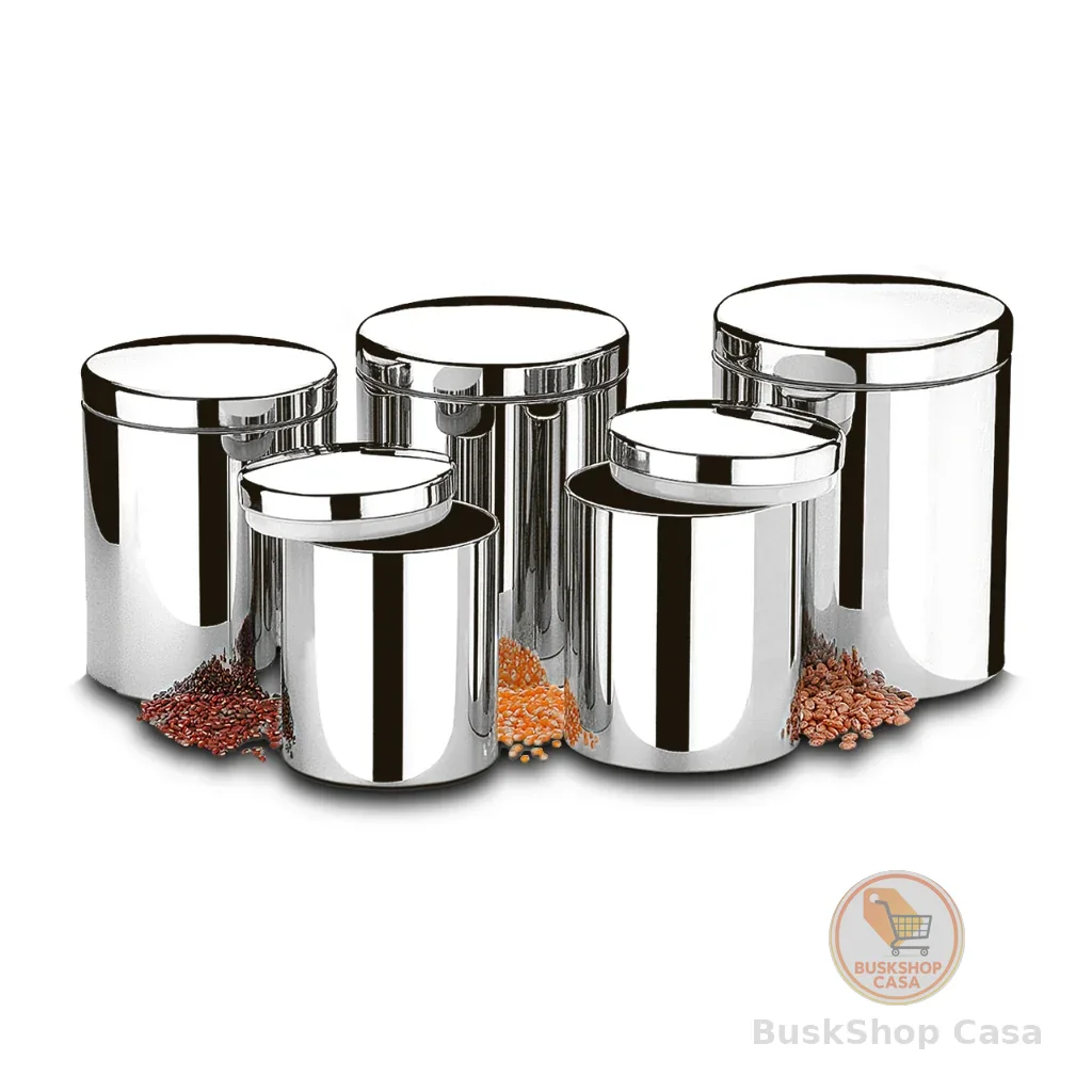 Conjunto De Potes Porta Mantimentos Com Tampa Brinox Suprema 5 Peças Inox