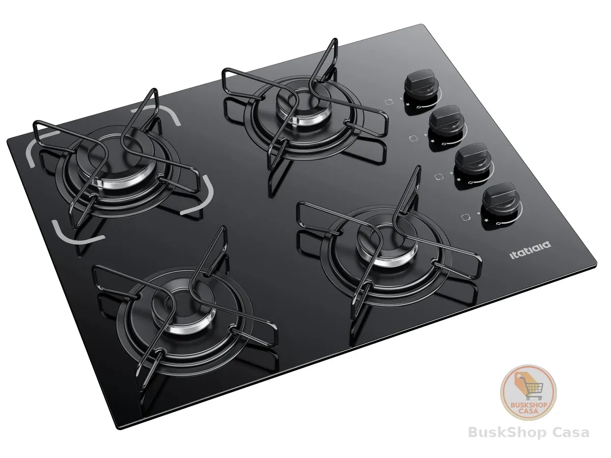 Cooktop 4 Bocas Itatiaia Essencial com Mesa de Vidro Temperado e Acendimento Automático Preto Bivolt