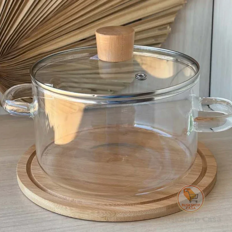 Caçarola Antiaderente Panela de Vidro com tampa 1,4L - para servir - decorativa