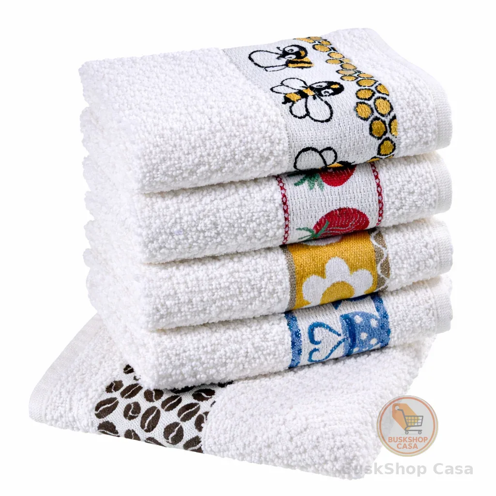 Kit com 10 Toalhas de Louça Alta Absorção Algodão Detalhe em Jacquard Cozinha Copa