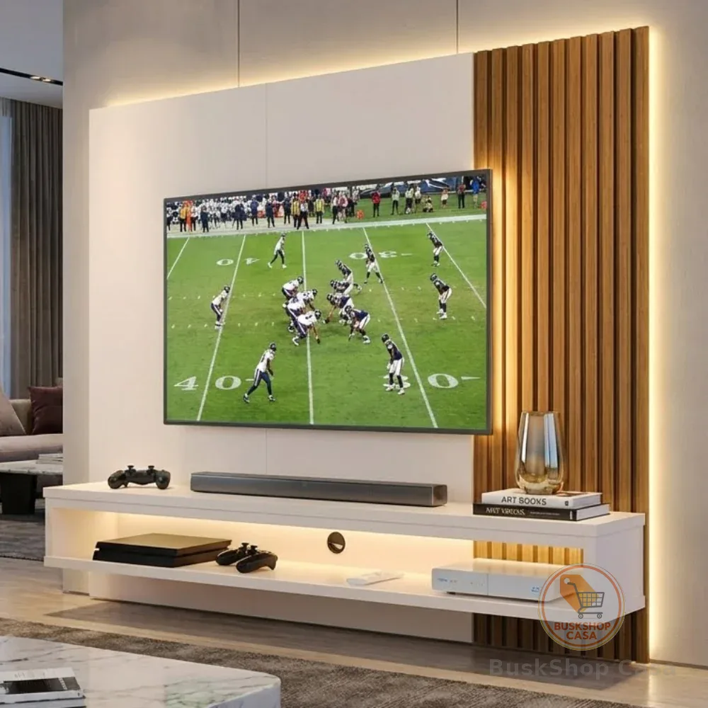 Painel Cissa Tv Até 50" Nicho Decorativo Prateleira Inferior Suspenso Parede Quarto Sala Estar - RPM