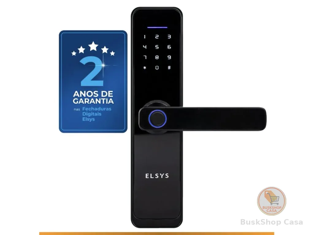 Fechadura Digital de Embutir Wi-Fi com Biometria, Elsys, ESF-DE4000B, Preta - Abertura via Biometria, Senha Numérica e Aplicativo