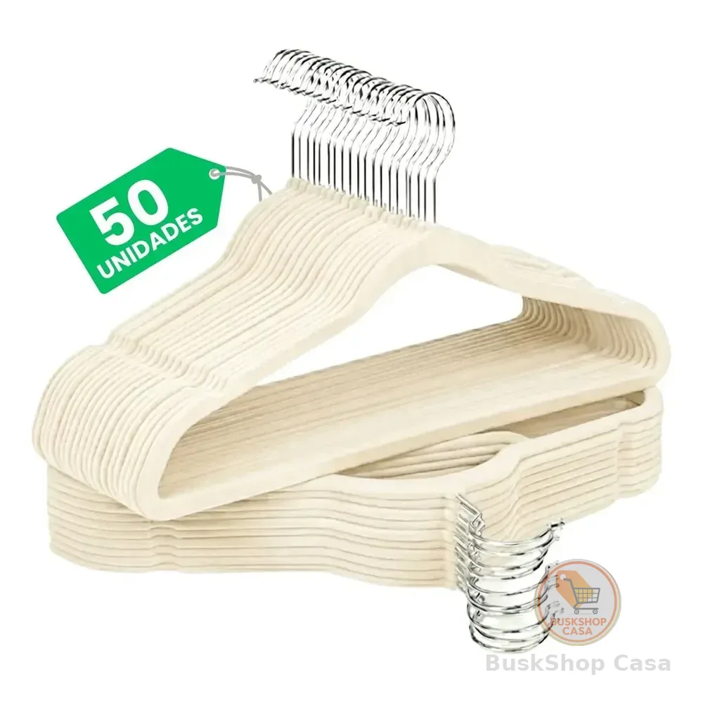 Kit Cabides Veludo De Roupa Antideslizante Slim Adulto 50 Un Bege
