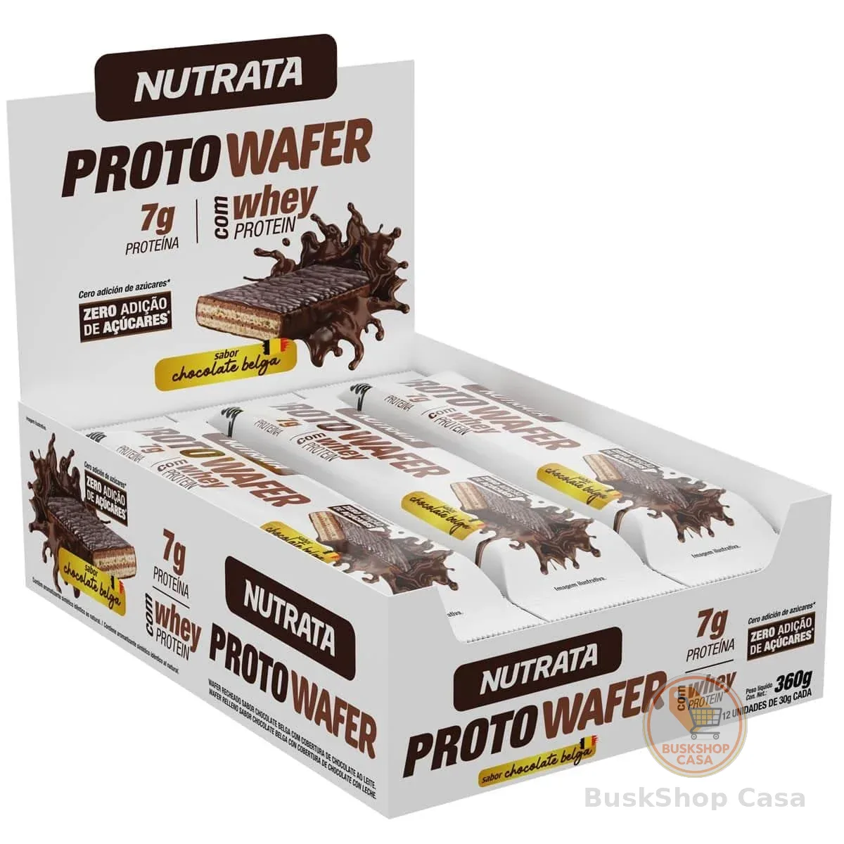 Proto Wafer Sabor Chocolate Belga Display com 12 Wafers de 30G