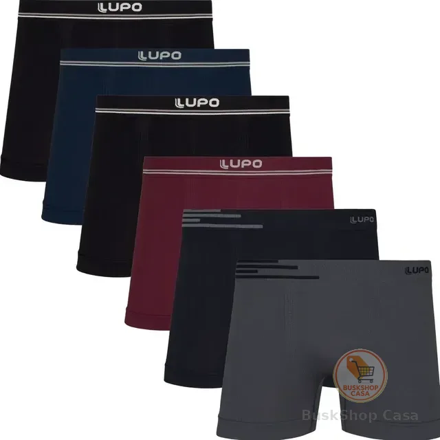 🛍️Kit 6 Cuecas Lupo Boxer Box Sem Costura Basic Microfibra