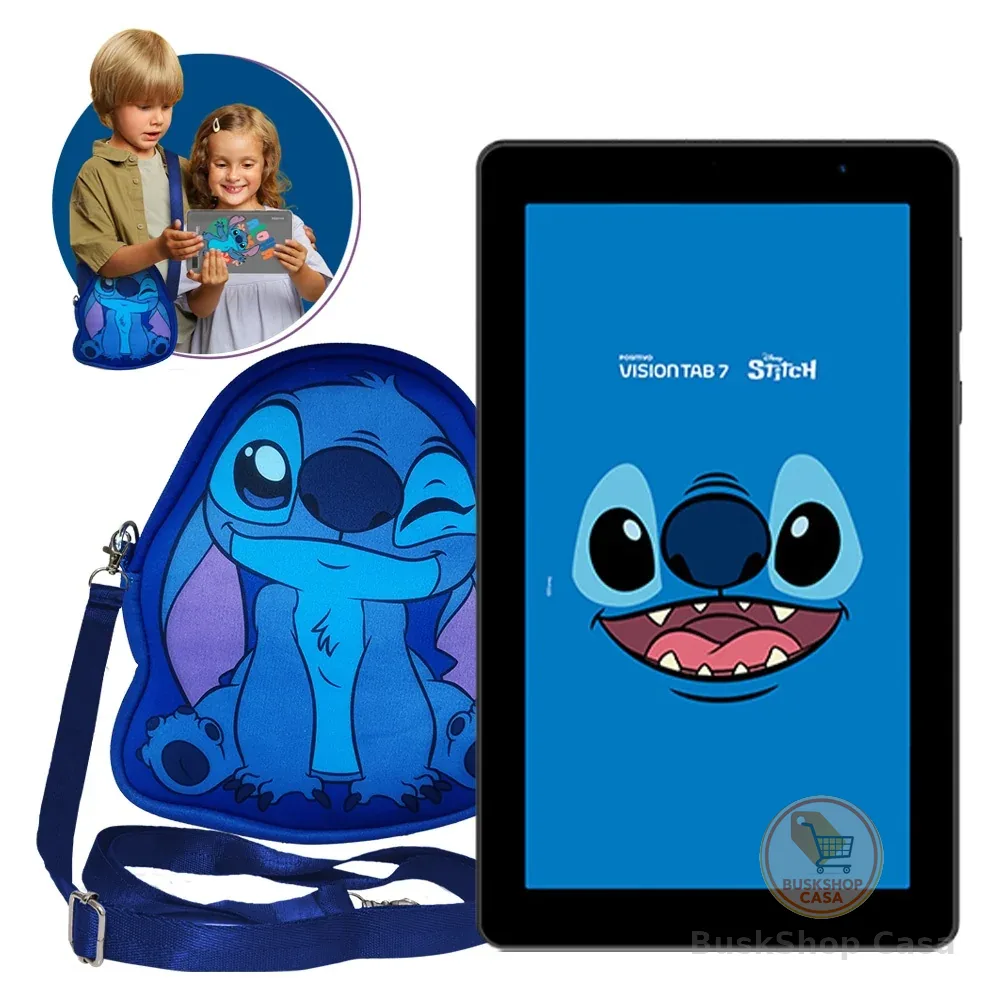 Tablet Vision TAB 7 Stitch + Capa e Bolsa - Octa-Core 3GB RAM 64GB Android 14 Go Wi-Fi IPS Positivo