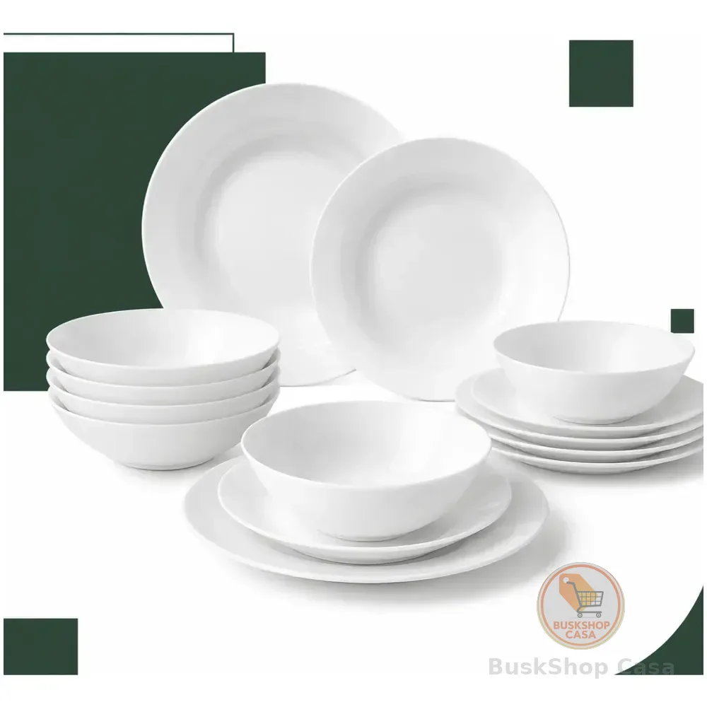 Aparelho Jantar 16 Peças Branco Côncavo Orgânico Opalina