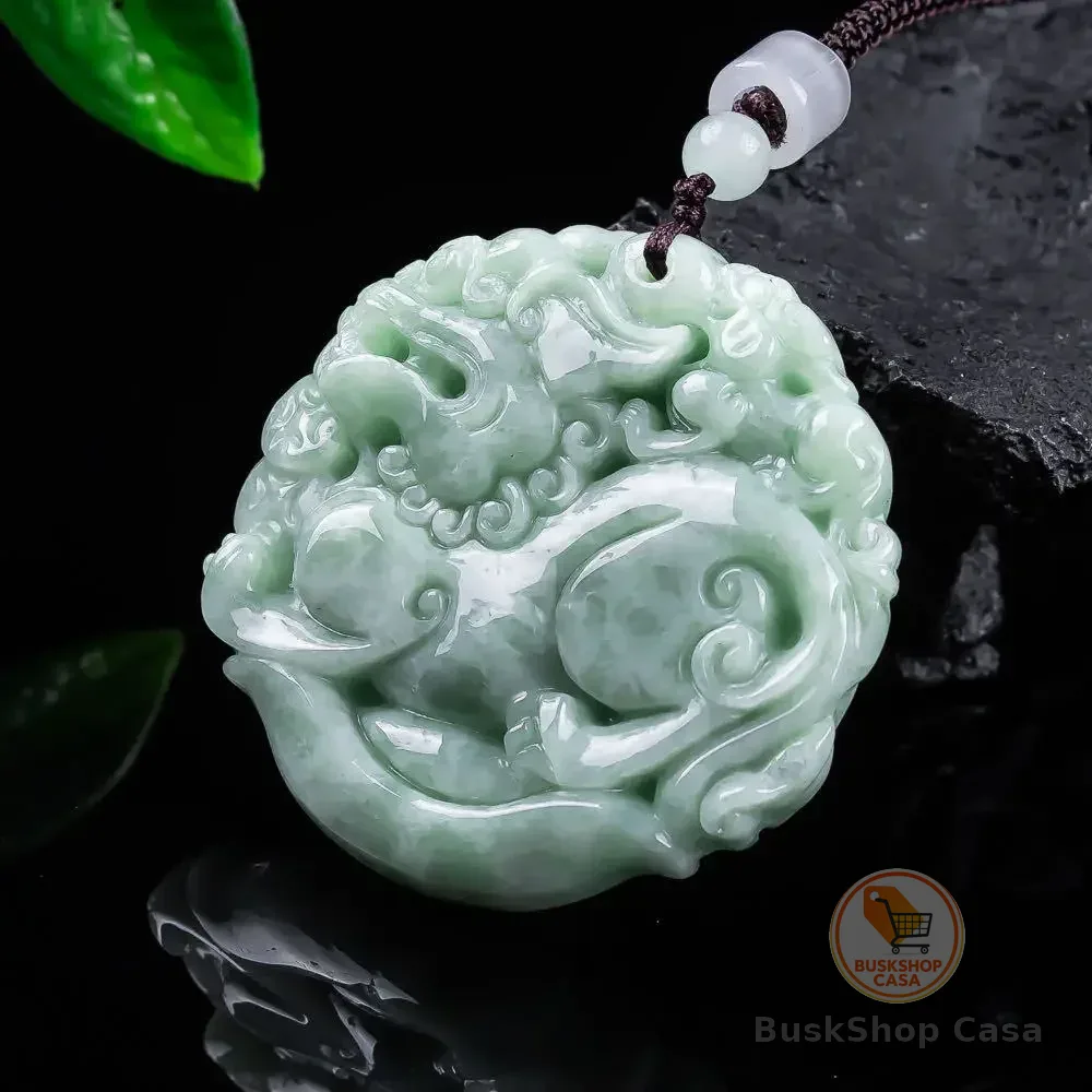 Colar com Pingente Pixiu de Jadeíta Natural de Mianmar, Amuleto Esculpido, Talismãs de Jade Genuíno, Acessórios de Moda, Presentes de Designer para Mulheres