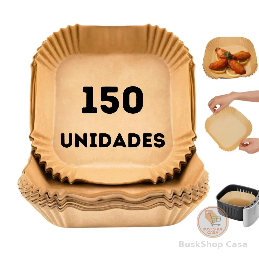 Forma Descartável para AirFryer Quadrada 20x20 Antiaderente Forro Protetor para Fritadeira sem Óleo Proteção contra Gordura Forminha para Air Fryer (150 Unidades)