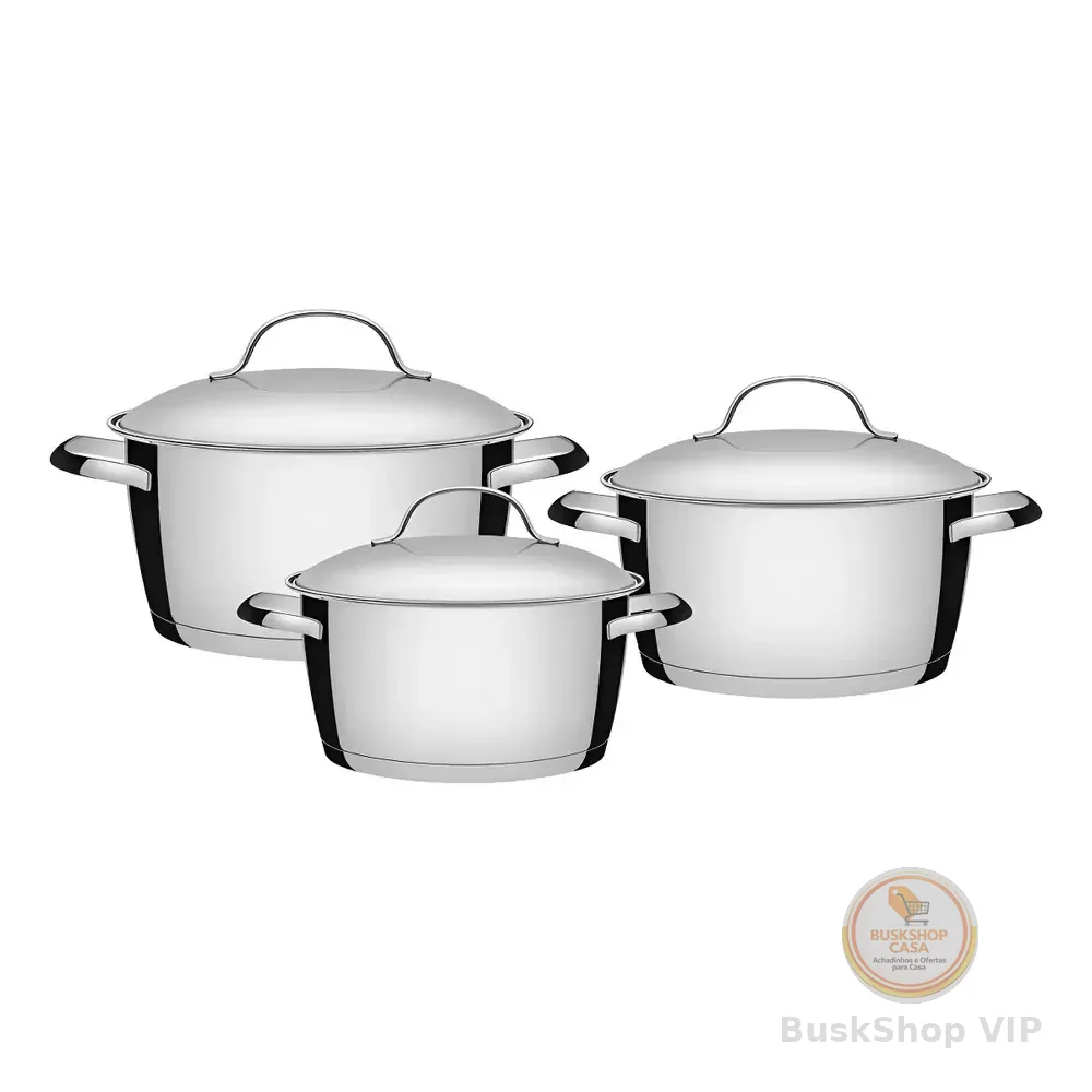 Jogo De Panelas Tramontina Inox Fundo Triplo Allegra 3 Pç