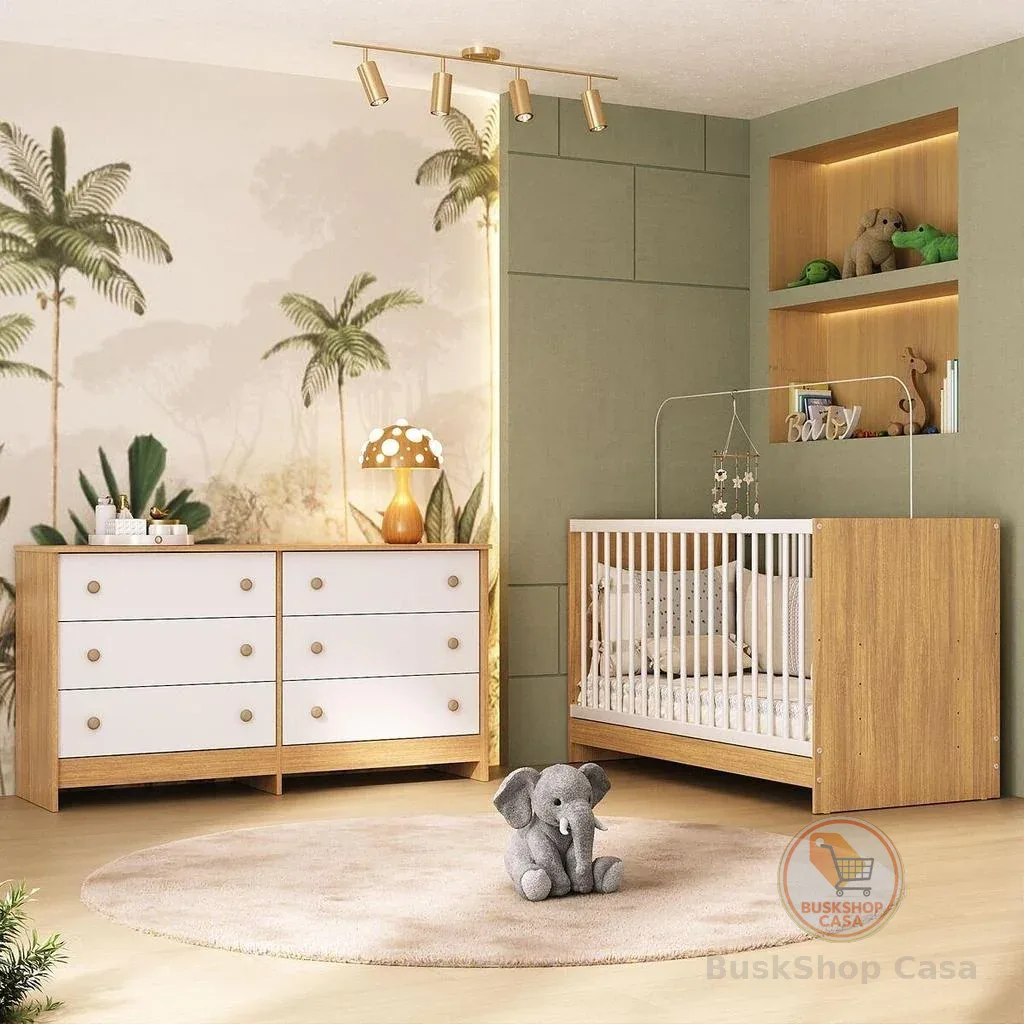 Berço 3 em 1 para Colchão 130 x 60cm com Cômoda Framboesa Multimóveis MP4679