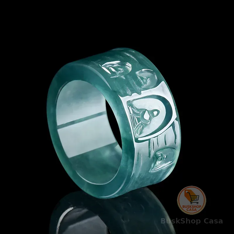 Anel de Buda em Jadeíta Birmanesa Natural, Joia de Designer de Luxo com Pedra Preciosa, Amuleto de Moda Esculpido em Jade Genuíno, Presentes para Mulheres