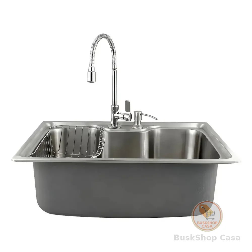 Kit Cuba Gourmet Aço Inox 60x42 + Torneira Flexível Bancada Cor Prateado