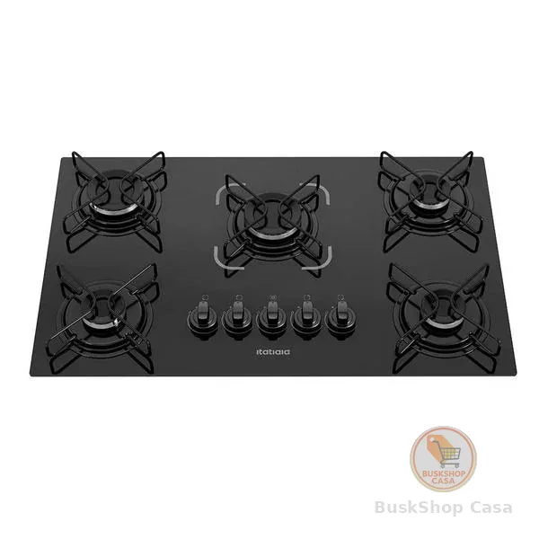 Cooktop Itatiaia Essencial 5 Bocas ​Vidro Preto Bivolt