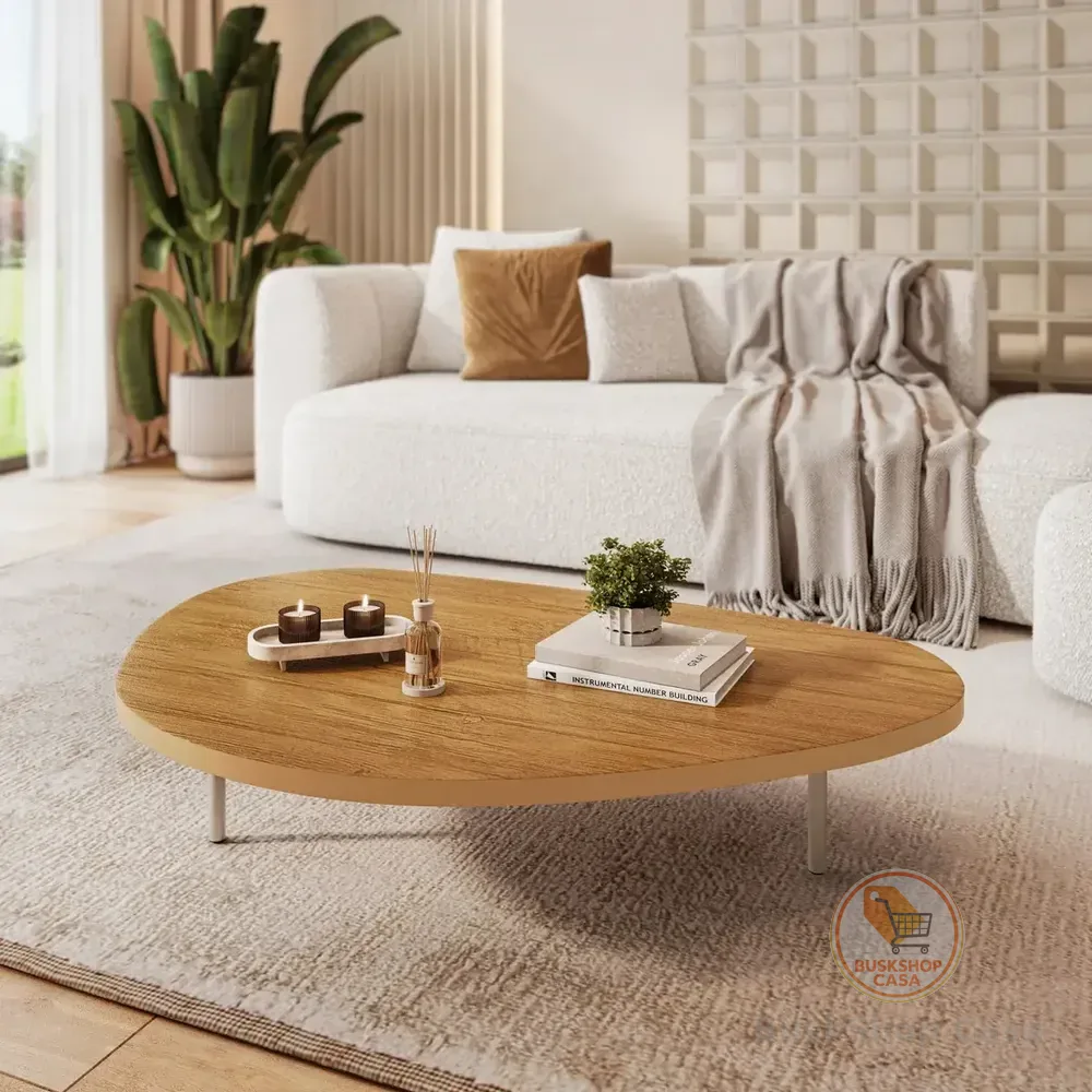 🧡 Mesinha De  Centro Orgânica 68 Cm Minimalista Sofisticada Sala De Estar Recepção Moderna Compacta E Funcional Cor Nature