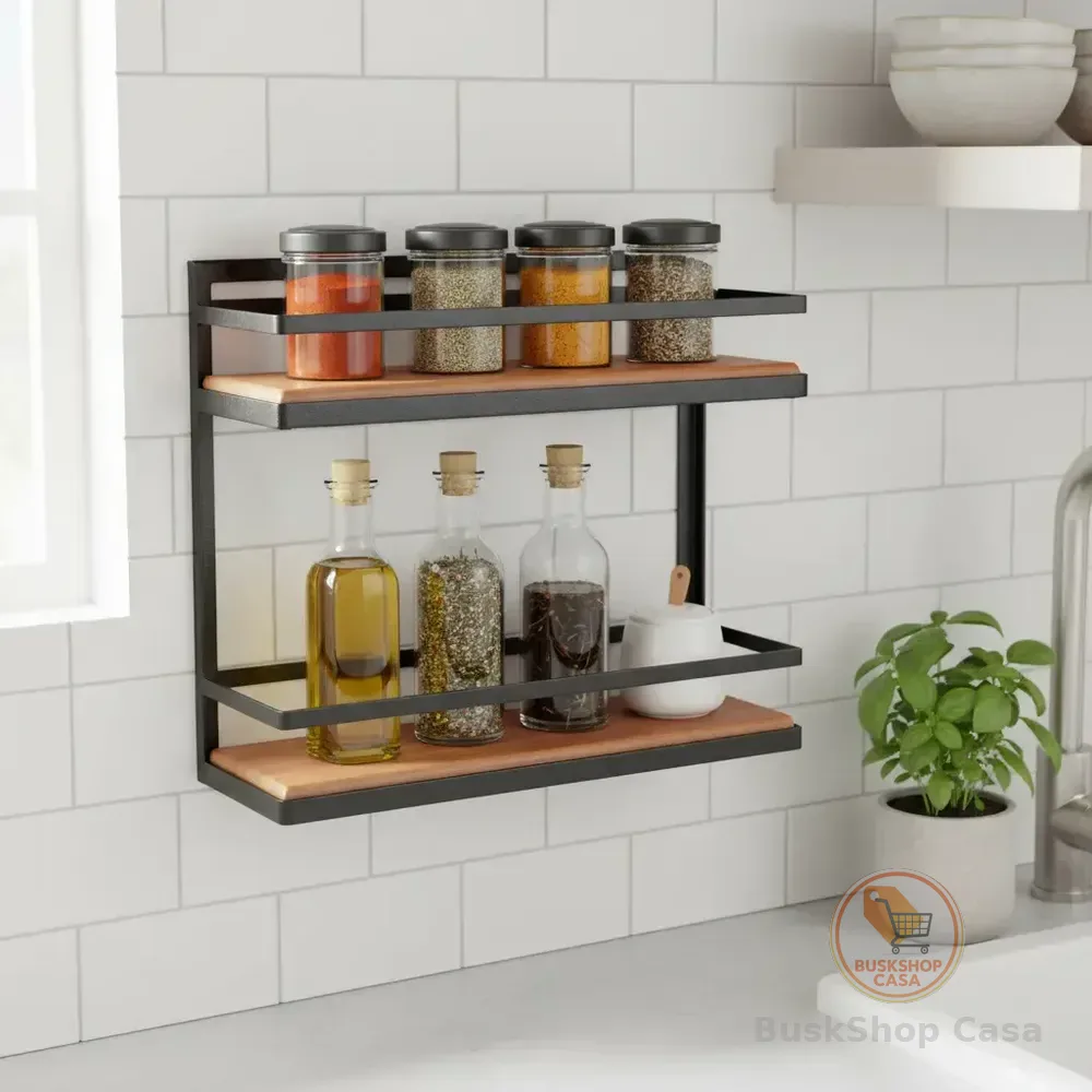 Suporte Temperos 2 Andares Perfeito Para Cozinha Rústica  Preto