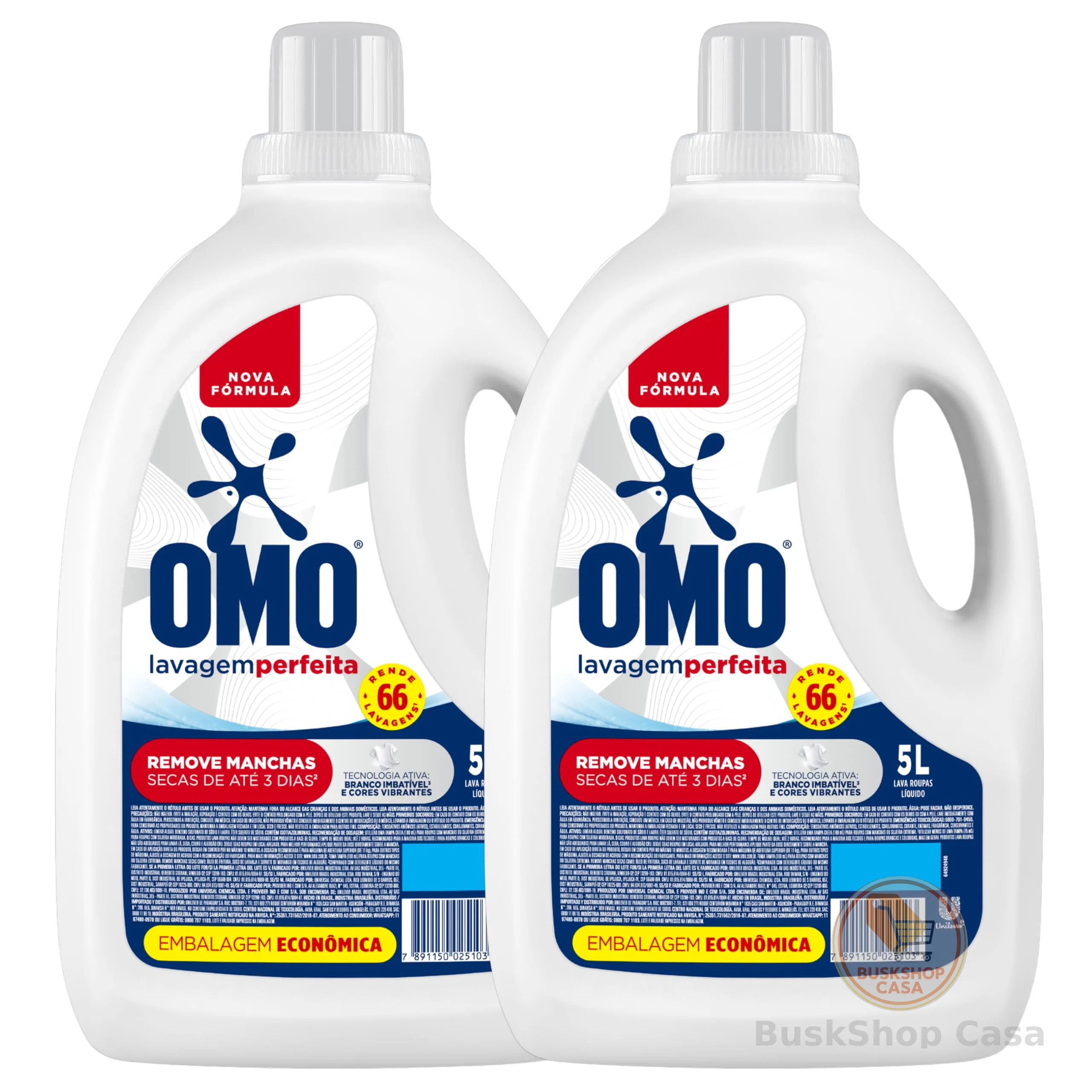 Omo Sabão Líquido 2 Unidades Lavagem Perfeita 5L
