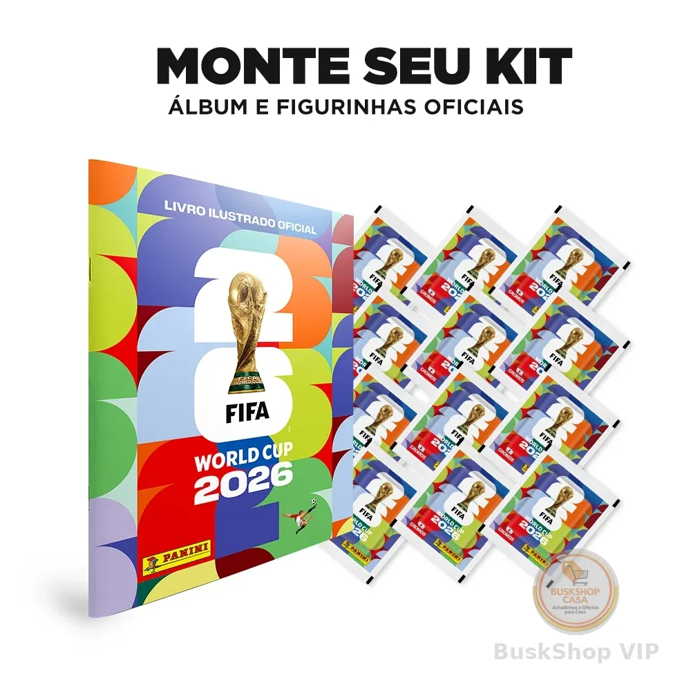 Comece sua Coleção da Copa do Mundo 2026 - Monte Seu Kit com Álbuns e Envelopes de Figurinhas