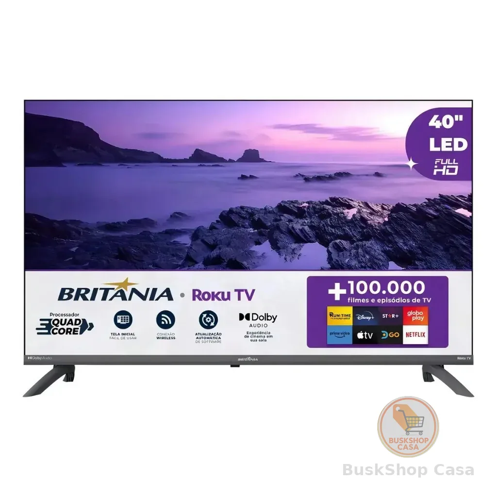 🧡 Smart  TV 40” Britânia B40CRA Full HD Wi-Fi HDMI USB Conversor Digital