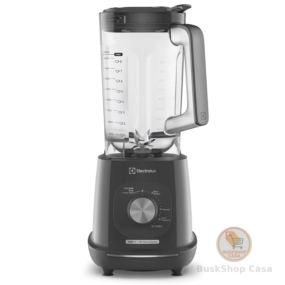 Electrolux Liquidificador 1500W 3,2L Pulsar 3 em 1 15receitas pre-programadas Efficient com TriForce 15 Velocidades Cinza EBL1500 127v