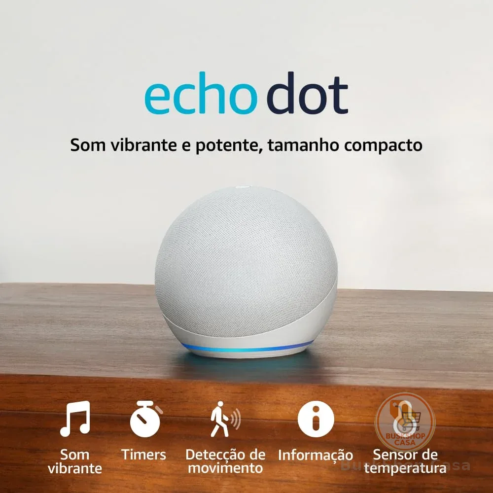 Echo Dot (Geração mais recente) | Smart speaker com Alexa, som vibrante e potente, Wi-Fi e Bluetooth | Cor Branca, com Acesso Antecipado à Alexa+