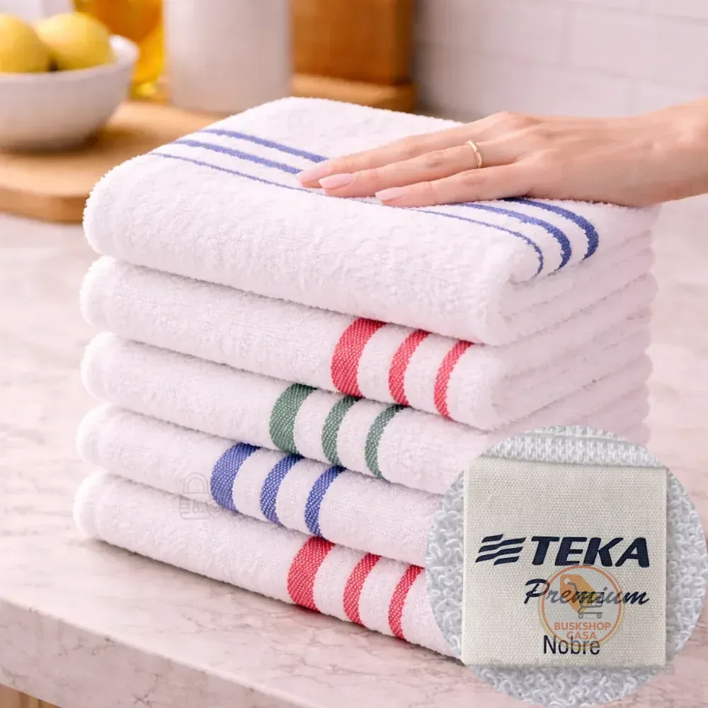 Kit 5 Pano De Prato Atoalhado Teka Minimalista Premium Nobre Sortida Listras