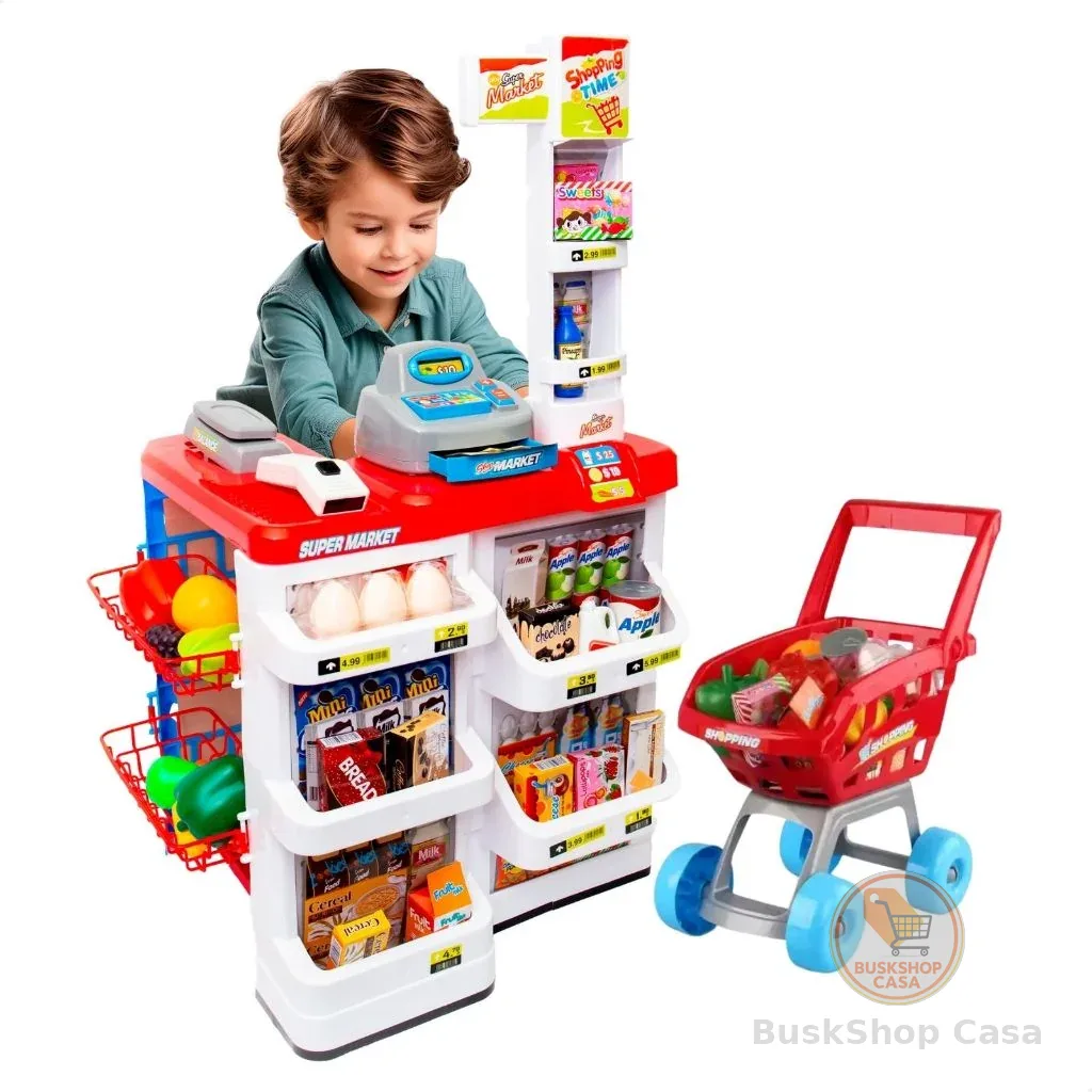 Mercadinho Infantil Caixa Registradora e Carrinho 48 peças