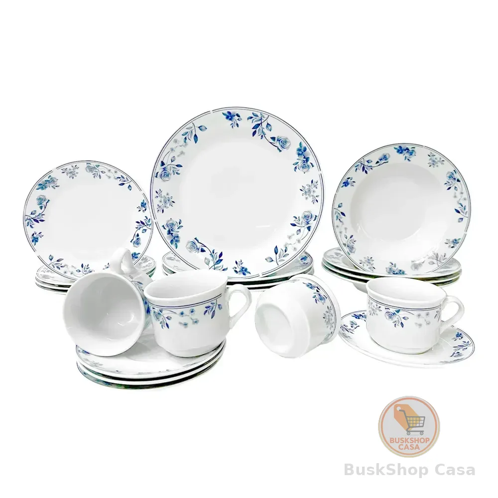 🧡 Aparelho De Jantar Em Porcelana Decorada 20 Peças Branco Florido