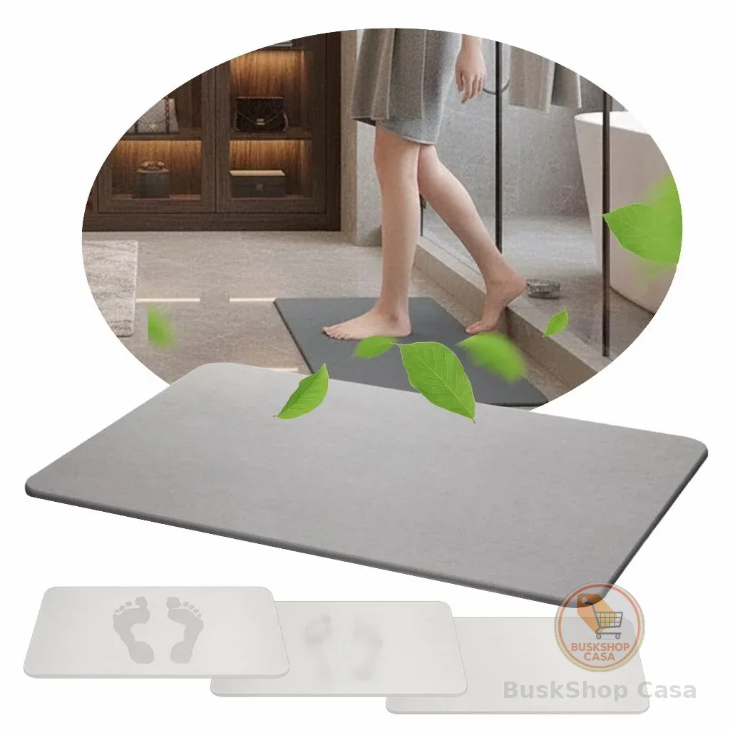 Tapete de Pedra Diatomita para Banheiro Cinza 60x 39cm Lyor